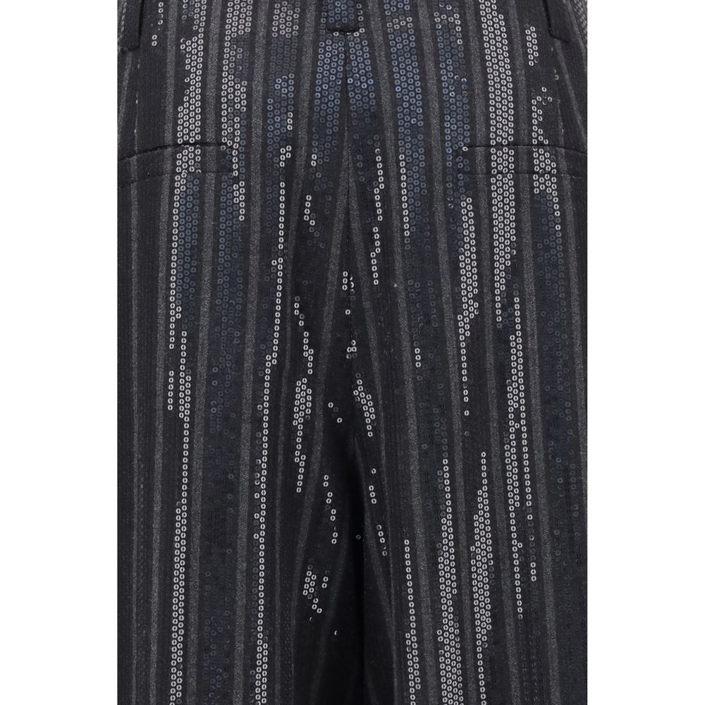 Gray Fleece Wool Casual Pants