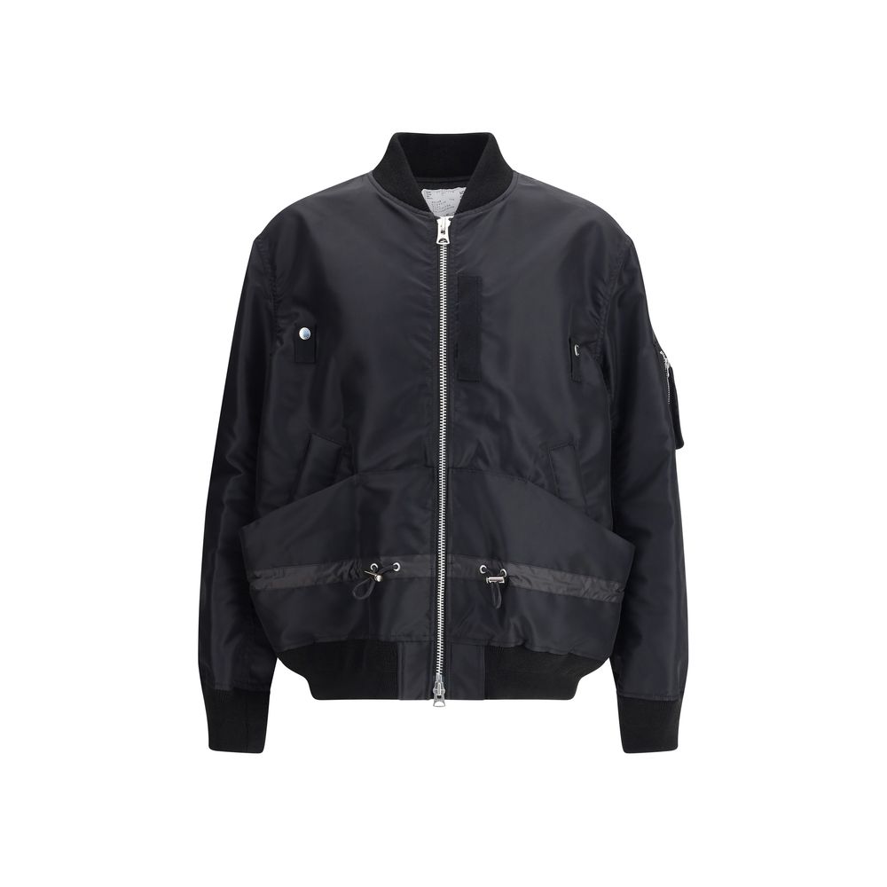 Black Nylon Bomber