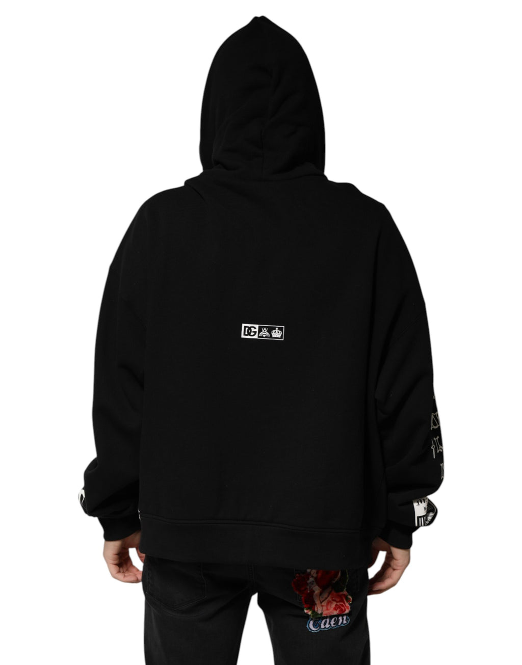 Black Cotton DG Milano Logo Print Hoodie Sweater