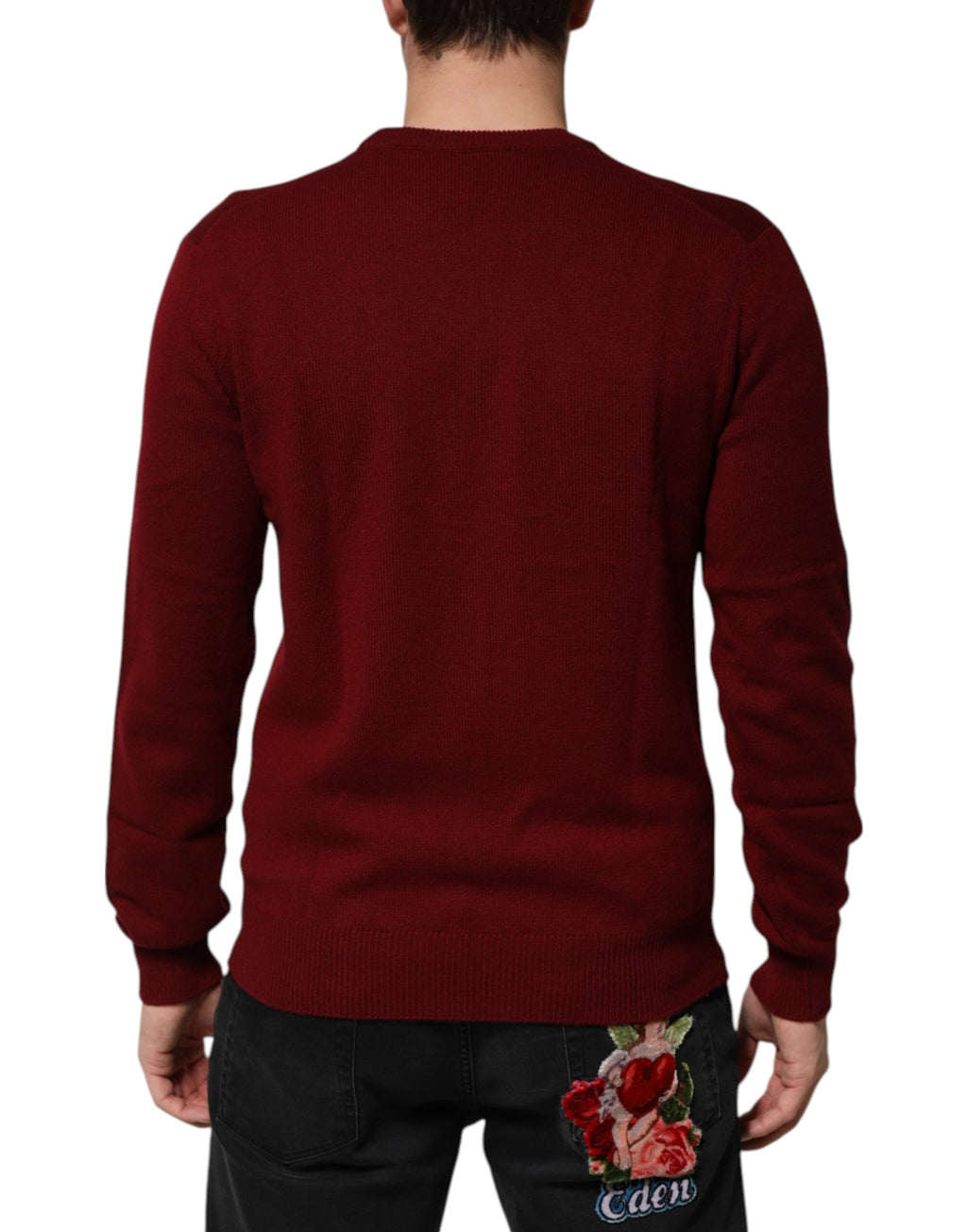 Burgundy Cashmere Lion Crest Pullover Sweater