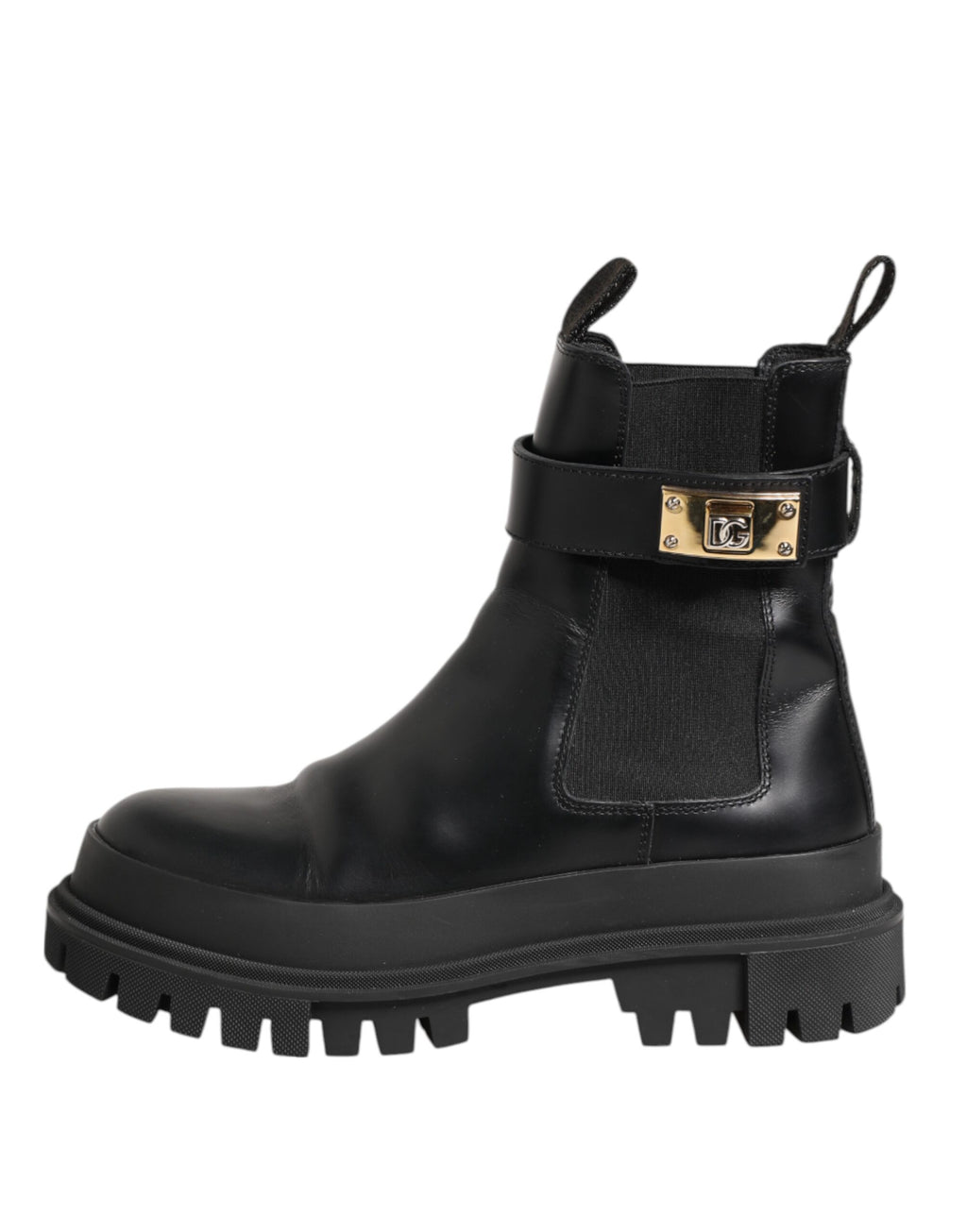 Black Calfskin DG Logo Strap Ankle Boots Shoes