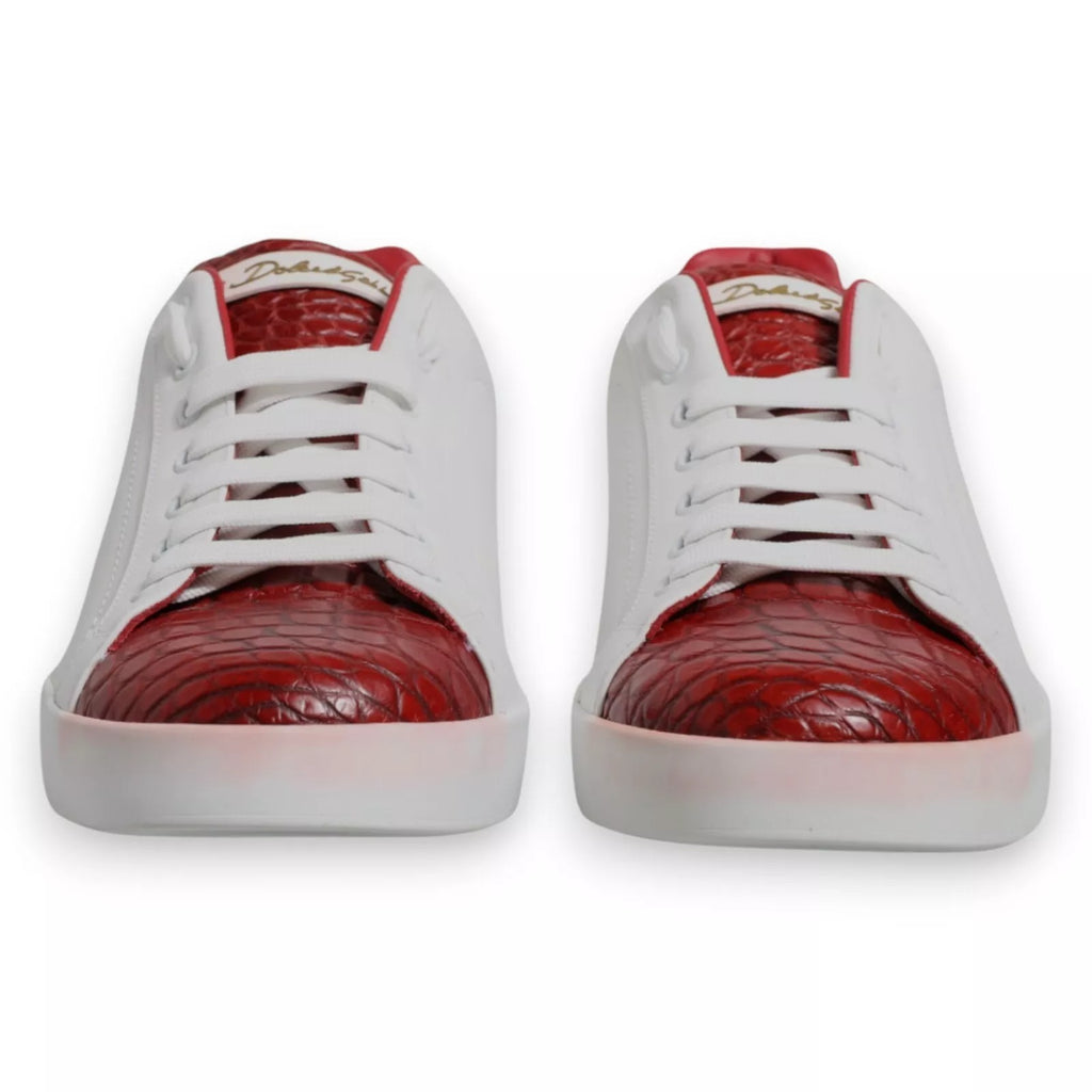 White Red Leather Logo Portofino Sneaker