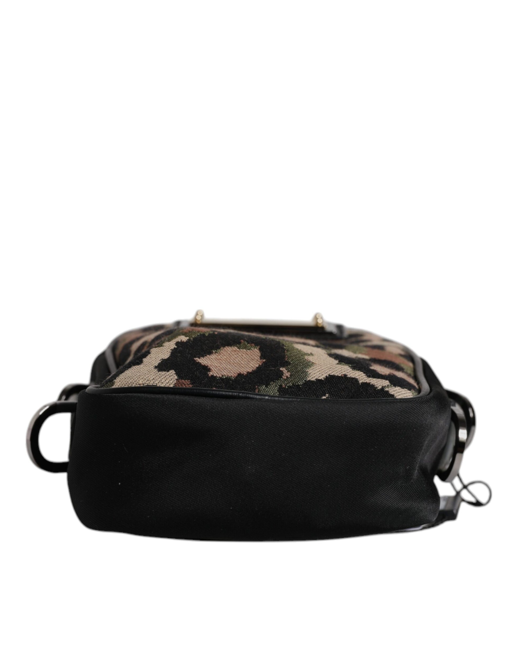 Multicolor Leopard Jacquard Logo Plaque Neck Strap Bag