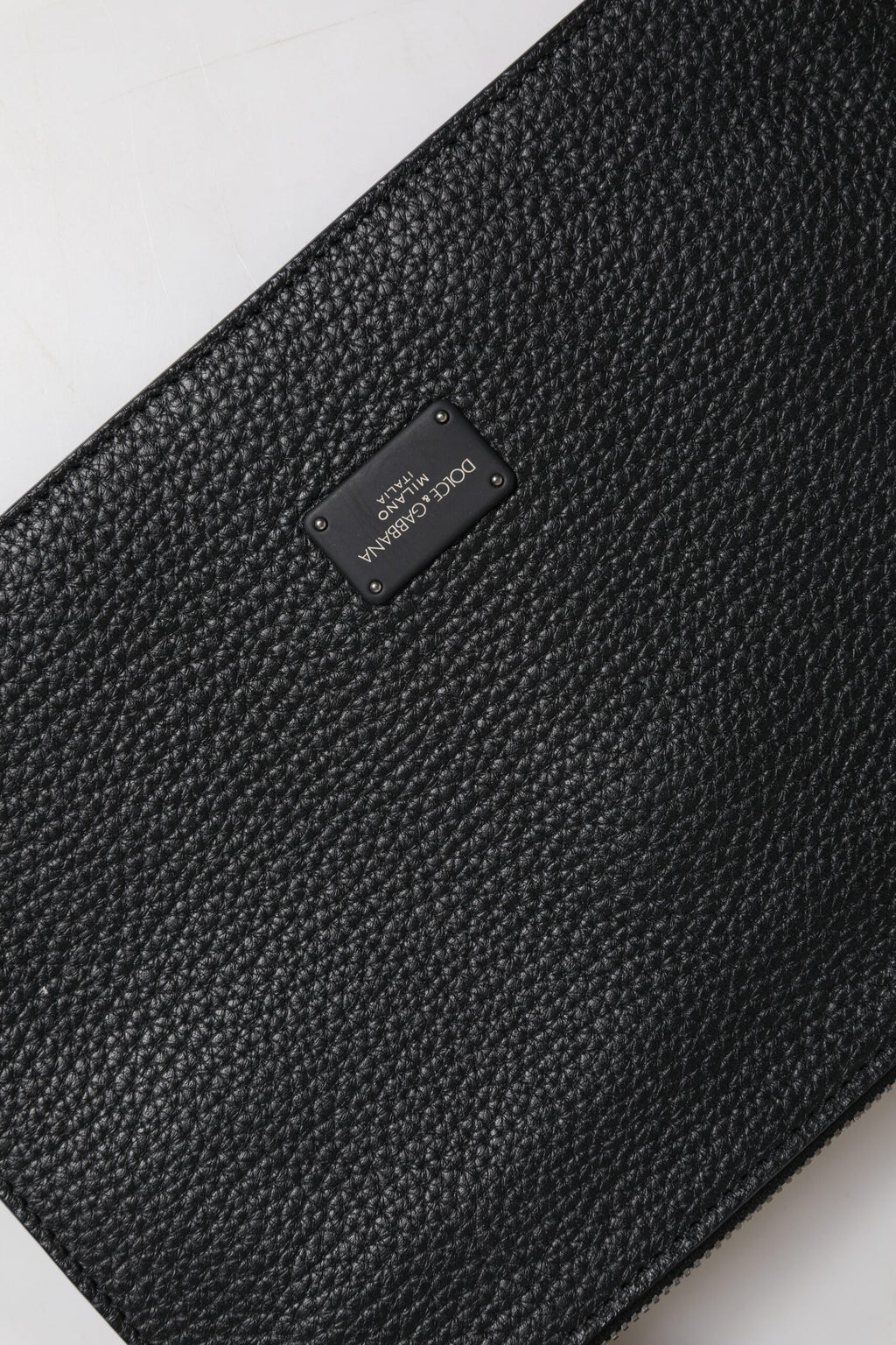 Black Leather Logo Embossed Waist Fanny Pack Bag