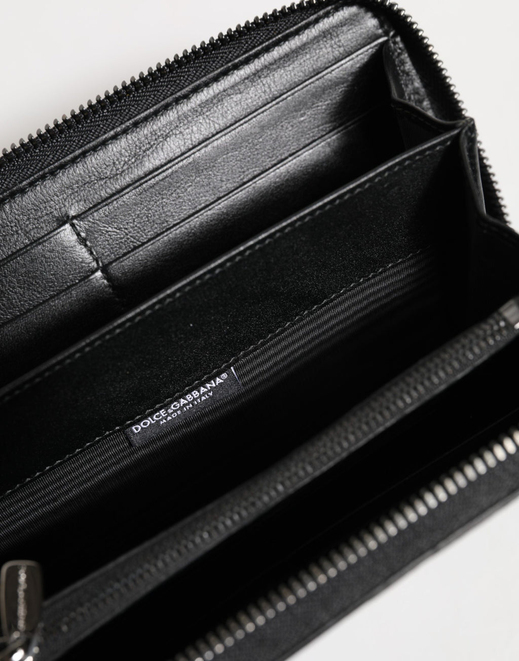 Black Leather DG Plaque Zip Around Continental Wallet