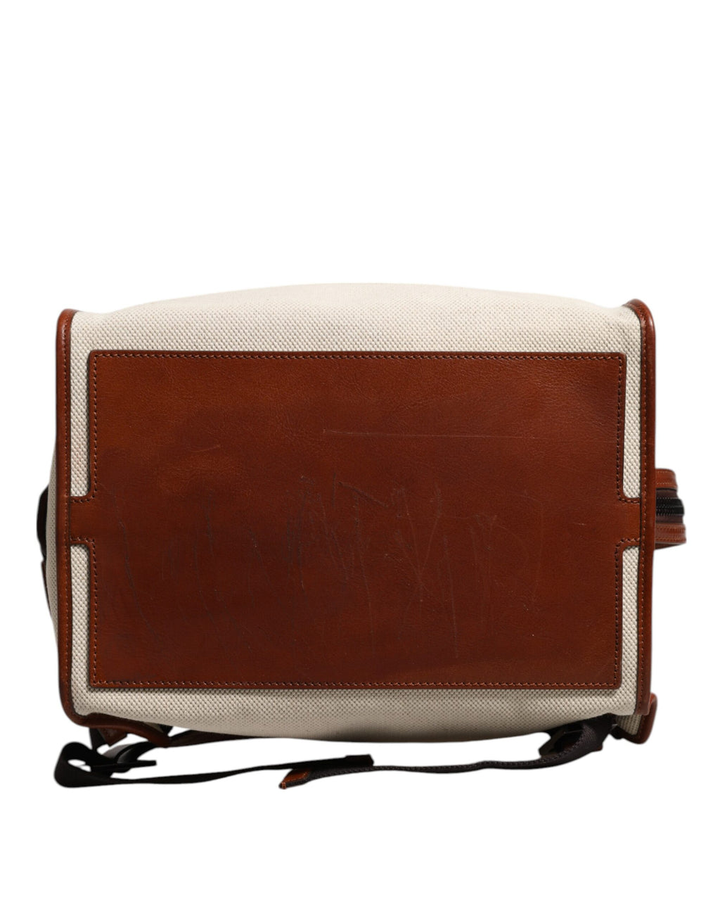 Beige Brown Canvas Leather EDGE Travel Men Back Pack Bag
