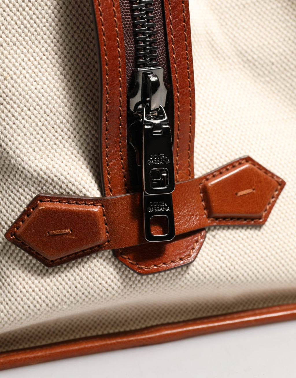 Beige Brown Canvas Leather EDGE Travel Men Back Pack Bag