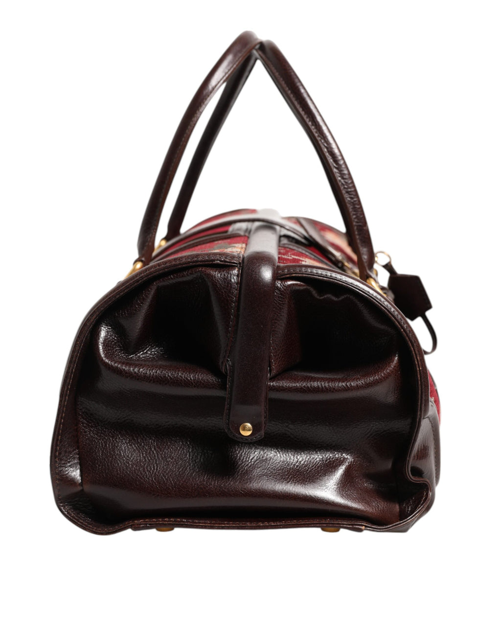 Multicolor Leather Jacquard Velvet Travel Duffle Bag