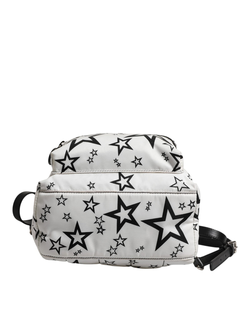 White DG Stars Print Nylon Travel Backpack Bag