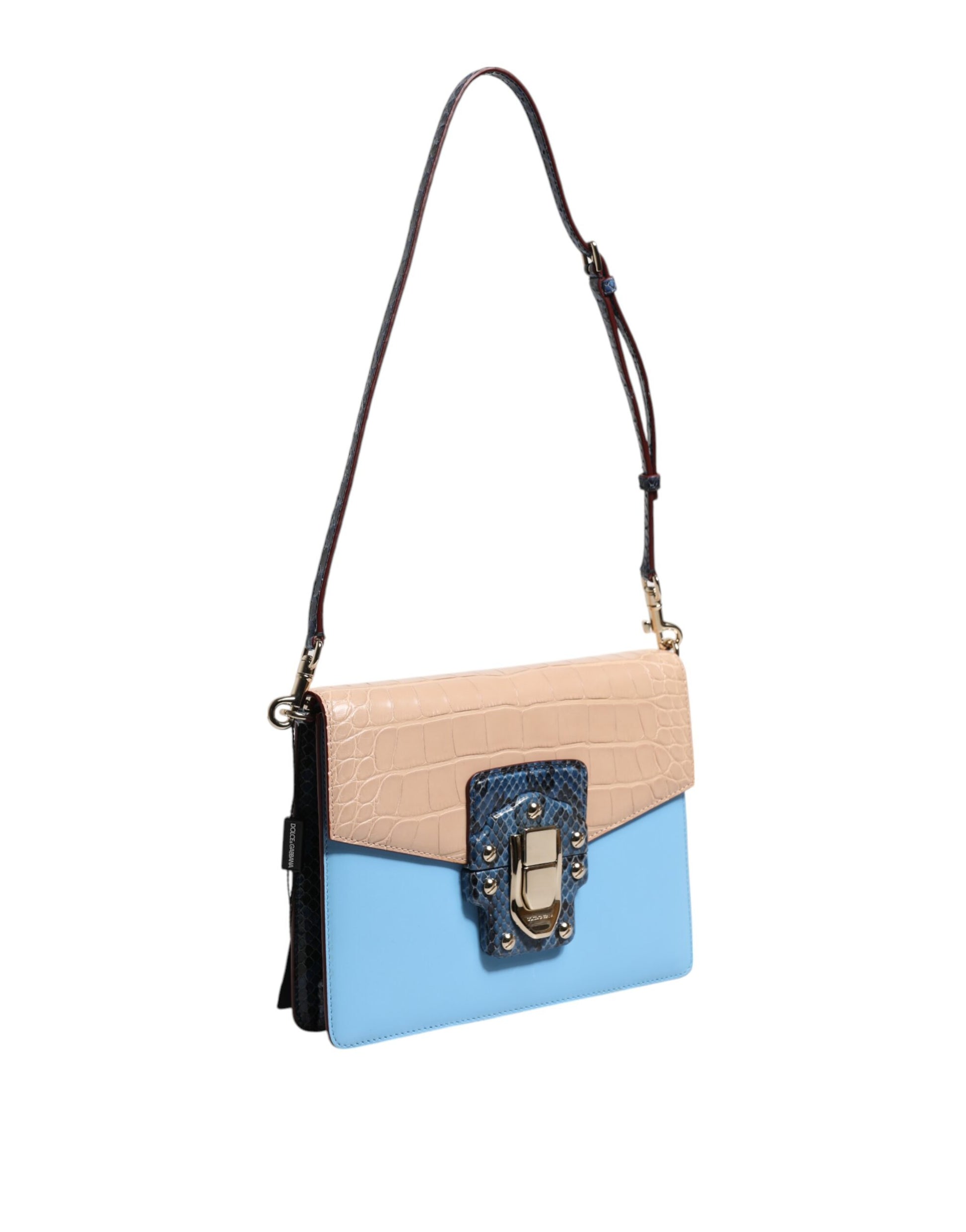 Blue Beige Exotic Leather LUCIA Crossbody Bag