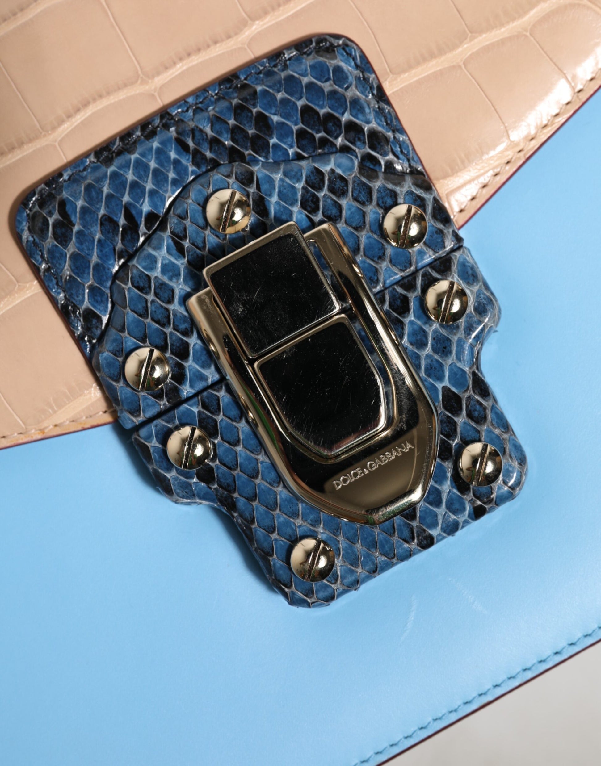 Blue Beige Exotic Leather LUCIA Crossbody Bag