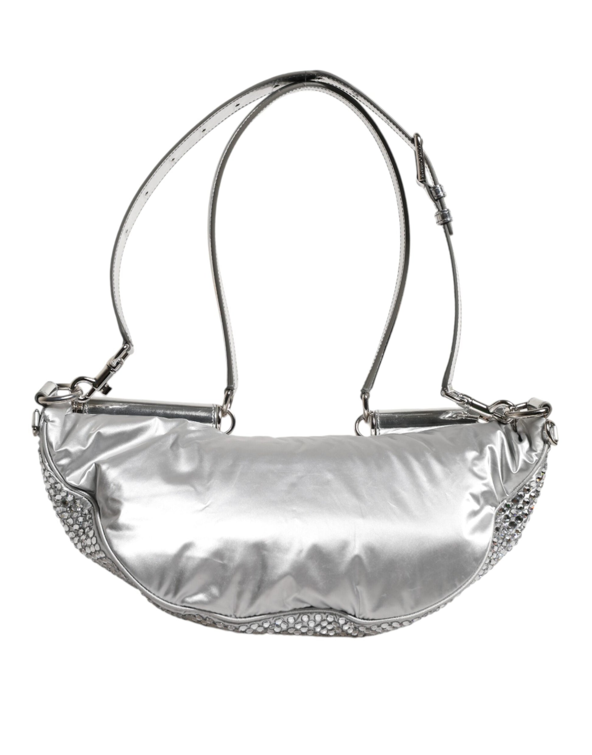 Silver Crystal-Embellished Belt Strap Bag