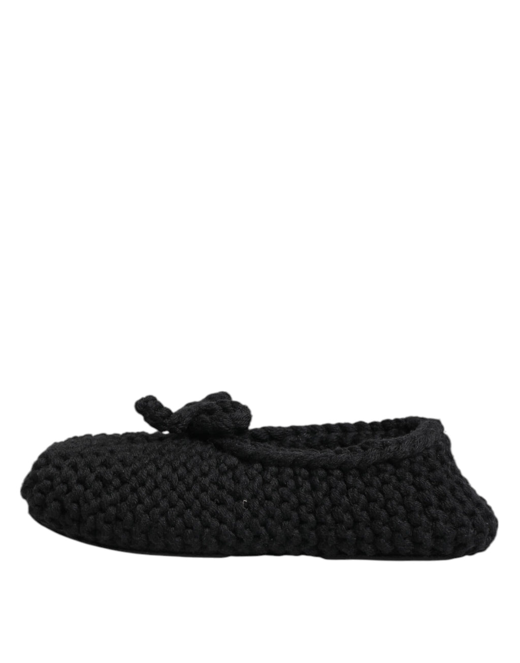 Black Wool Knit Slip On Ballerina Flats Shoes