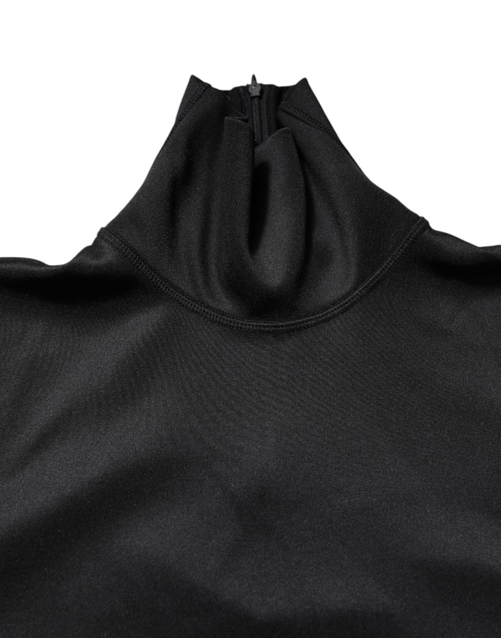 Black Polyester Turtleneck Pullover Sweater