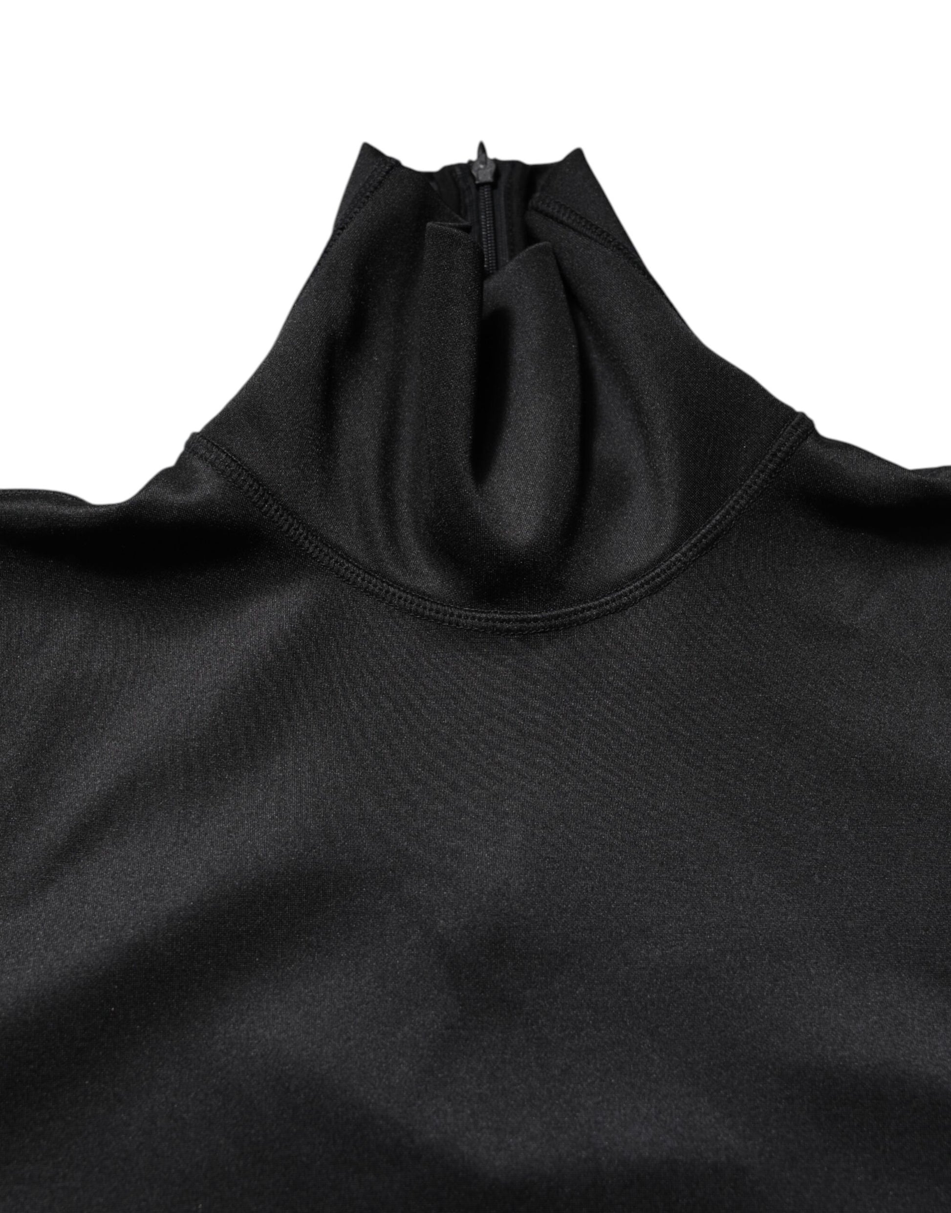 Black Polyester Turtleneck Pullover Sweater