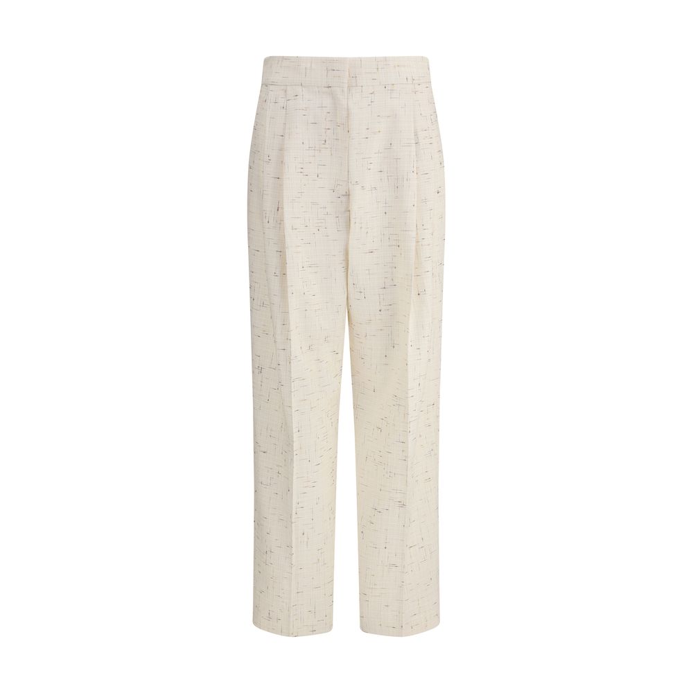Beige Cotton Casual Pants