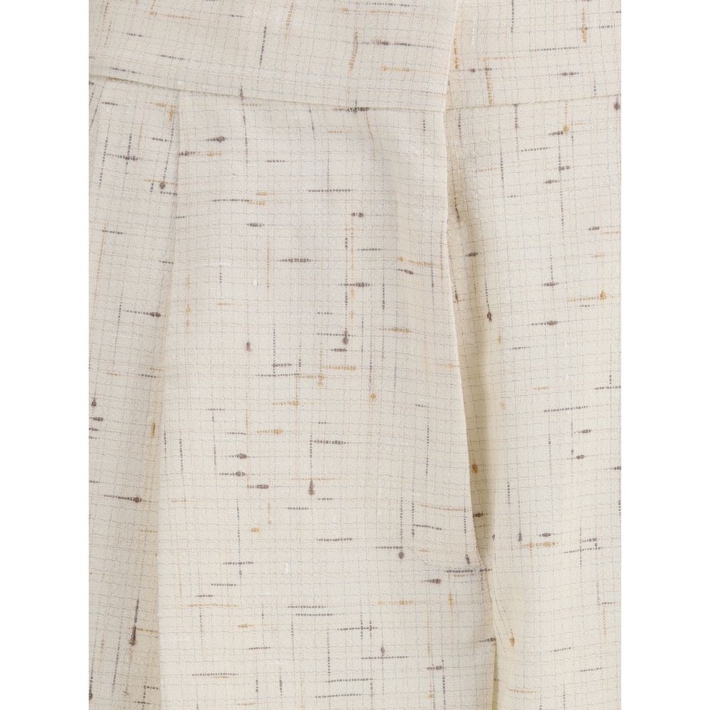 Beige Cotton Casual Pants