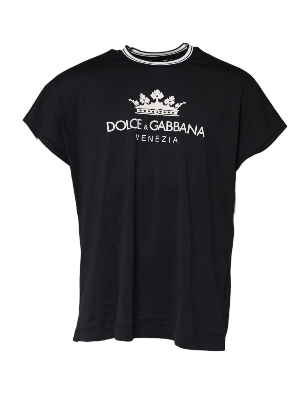 Dark Blue Venezia Crown Cotton Crew Neck T-shirt