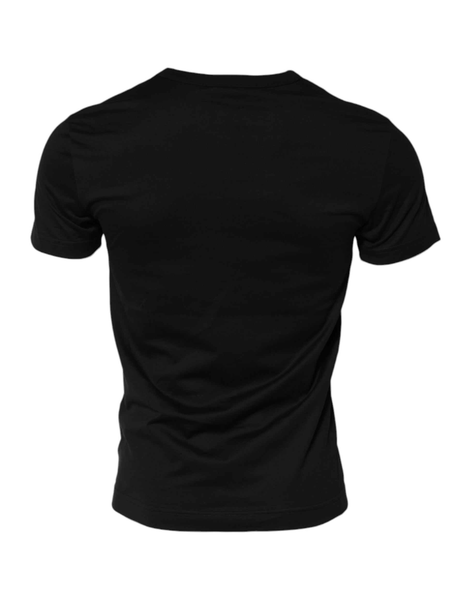 Black Cotton Crewneck Short Sleeves T-shirt
