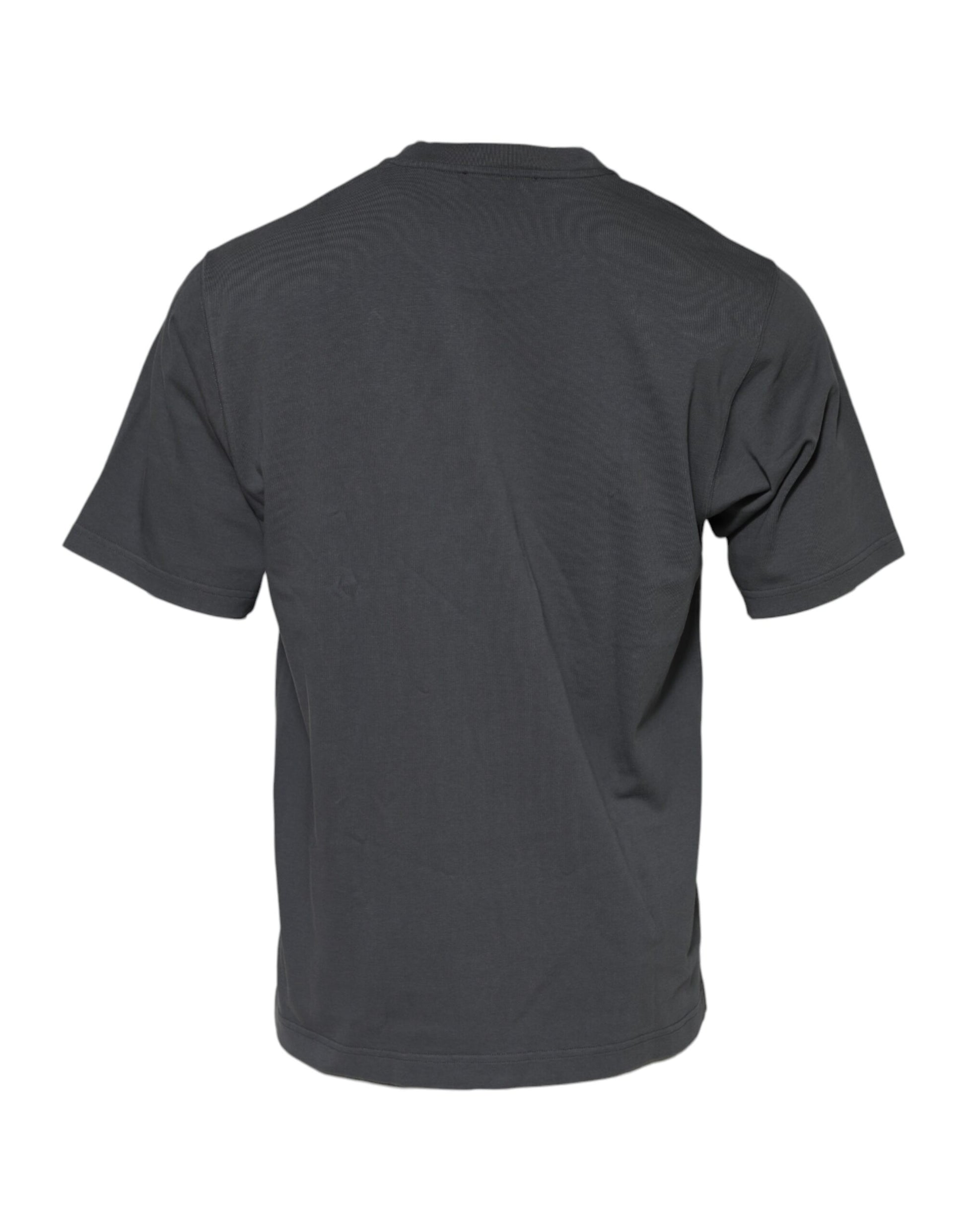 Gray Logo Graphic Cotton Crew Neck T-shirt