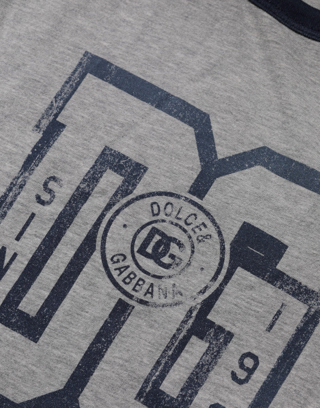 Gray DG Graphic Print Cotton Crewneck T-shirt