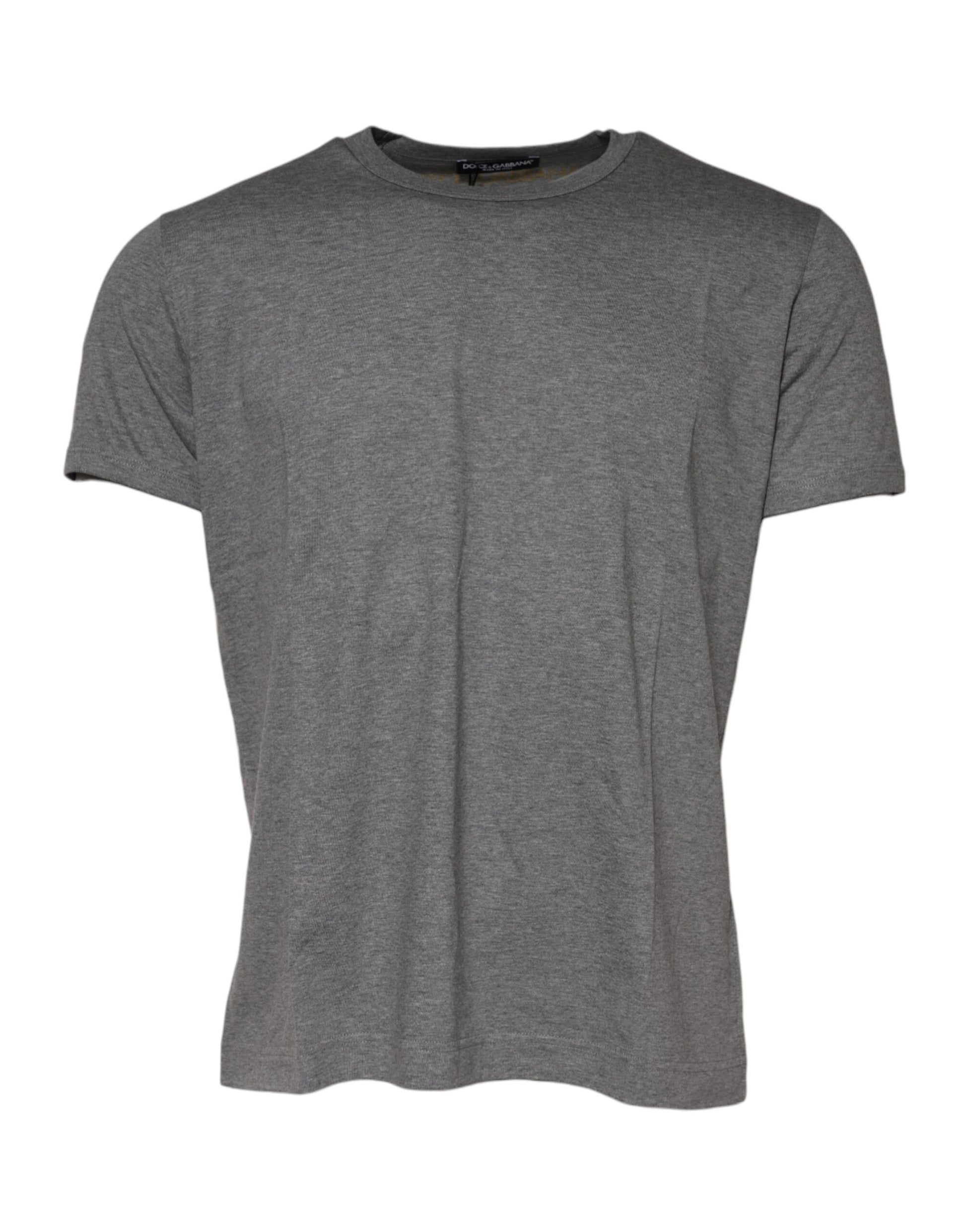 Gray Cotton Crew Neck Short Sleeves T-shirt