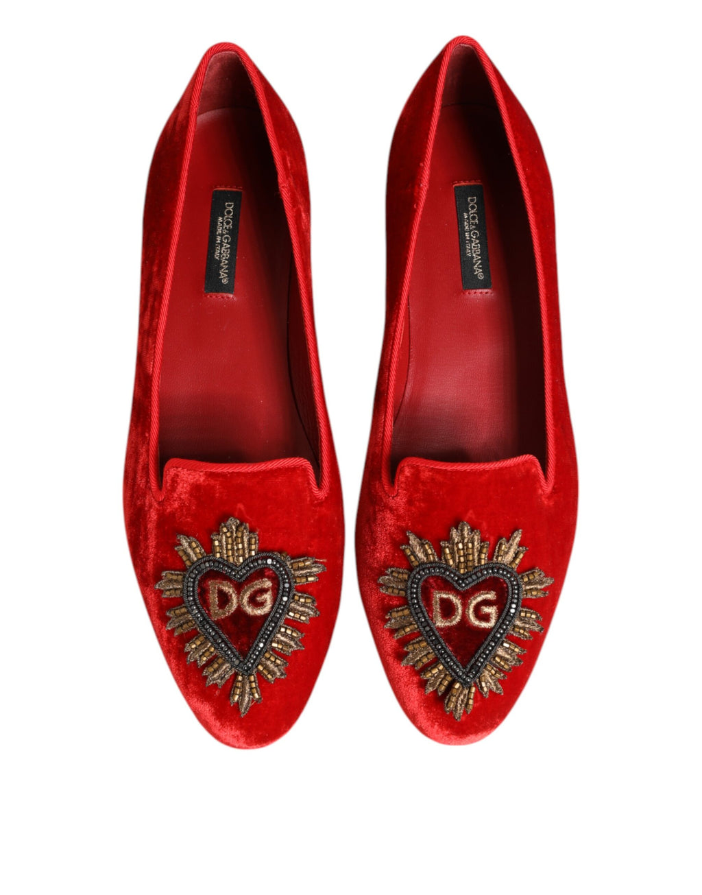 Red Velvet DG Heart Loafers Flats Shoes