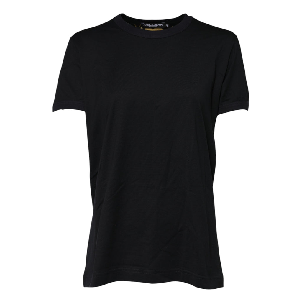 Black Cotton DG Print Short Sleeve Top T-shirt