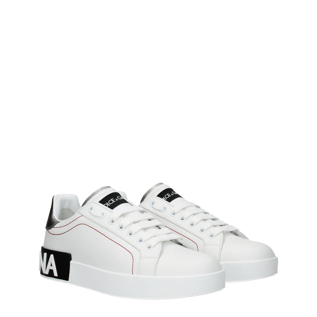 White Leather Low Top Sneakers