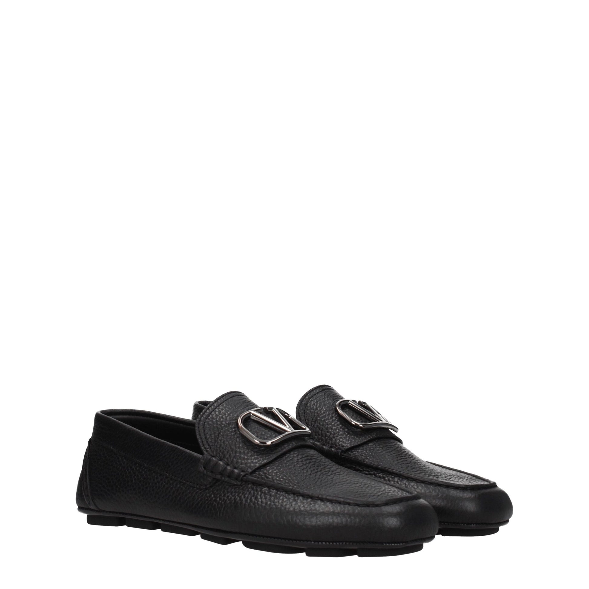 Black Leather Slip-On Loafers