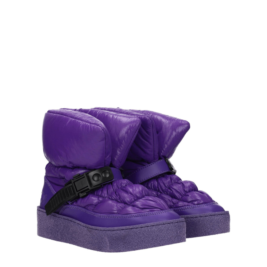 Purple Polyester Ankle Boots