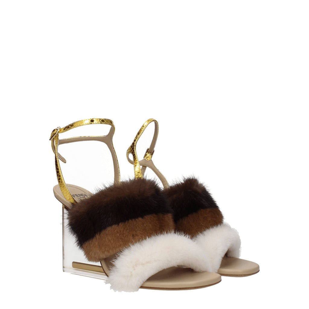 Brown Mink Strap-On Sandals