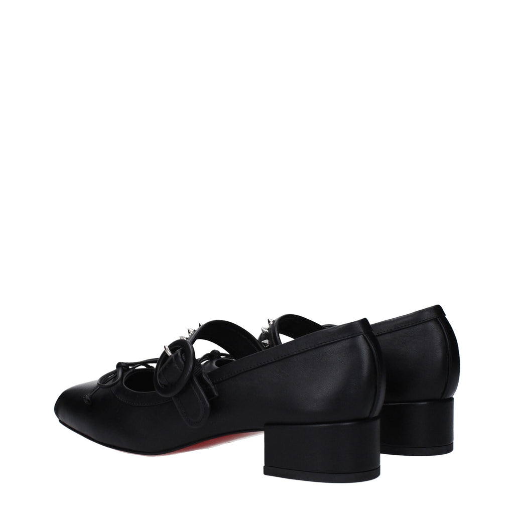 Black Leather Ballet Flats