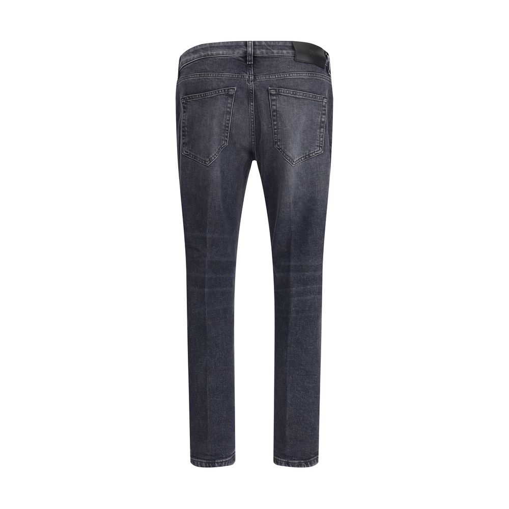 Gray Cotton Slim Fit Jeans