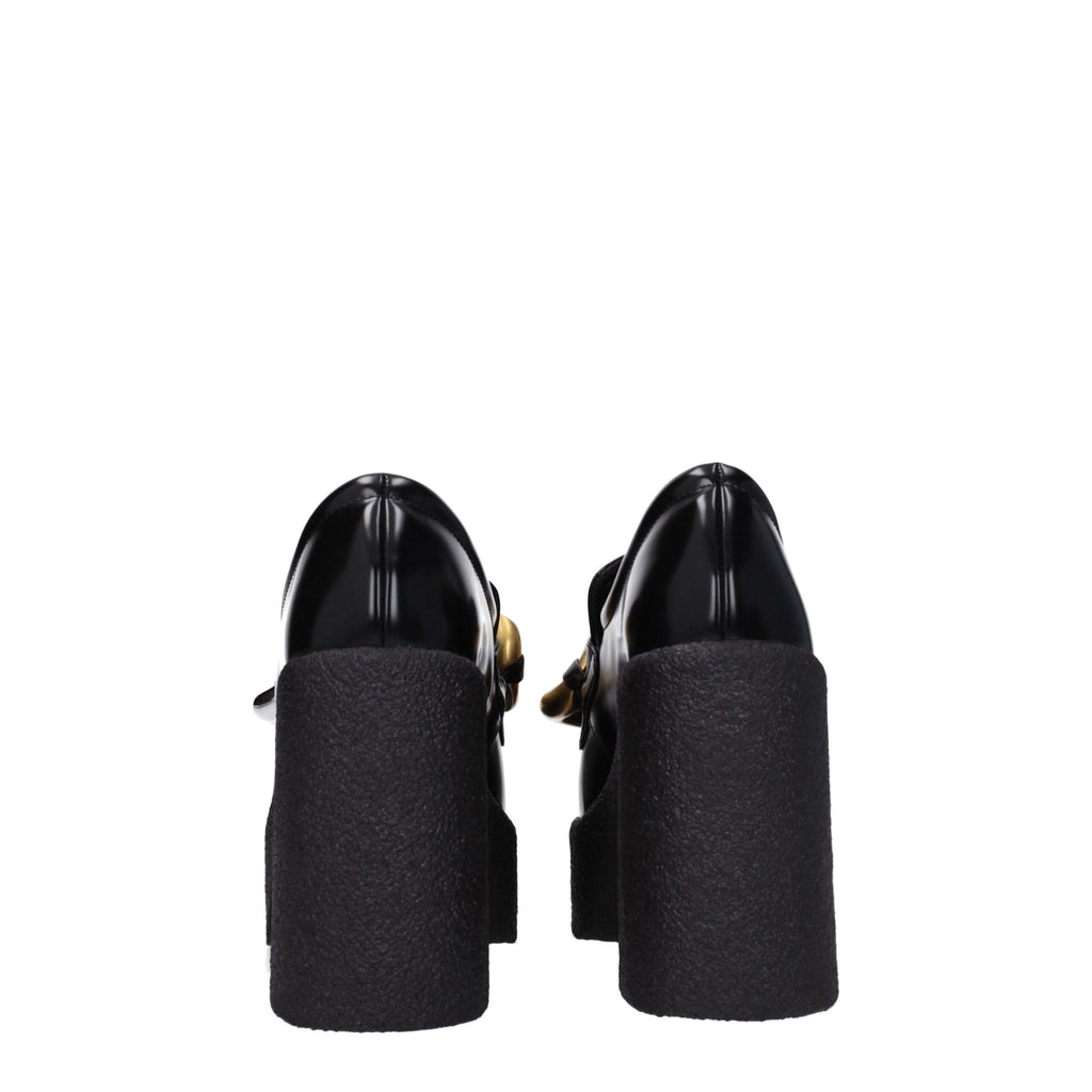 Black Leather Platform Loafers