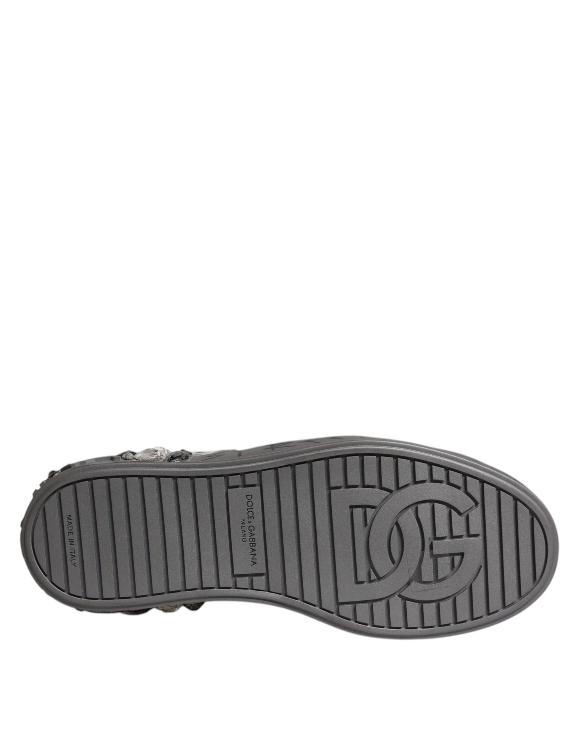 White Crystal Logo Portofino Sneakers Shoes