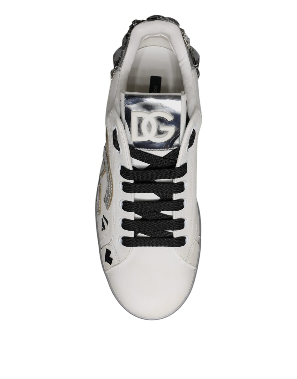White Crystal Logo Portofino Sneakers Shoes