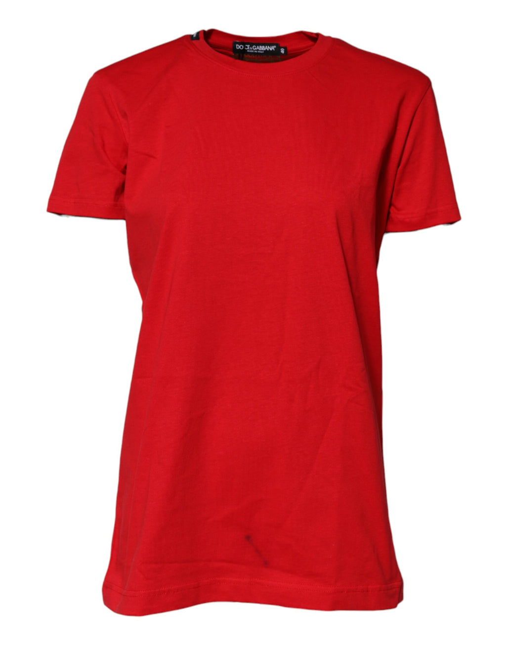 Red Cotton Short Sleeves Crew Neck Top T-shirt