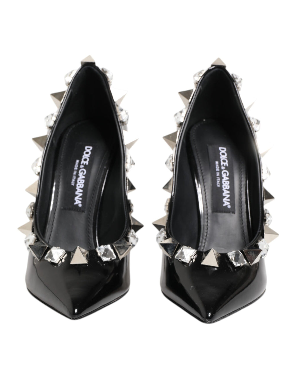 Black Crystals Studs Stiletto Pumps Shoes