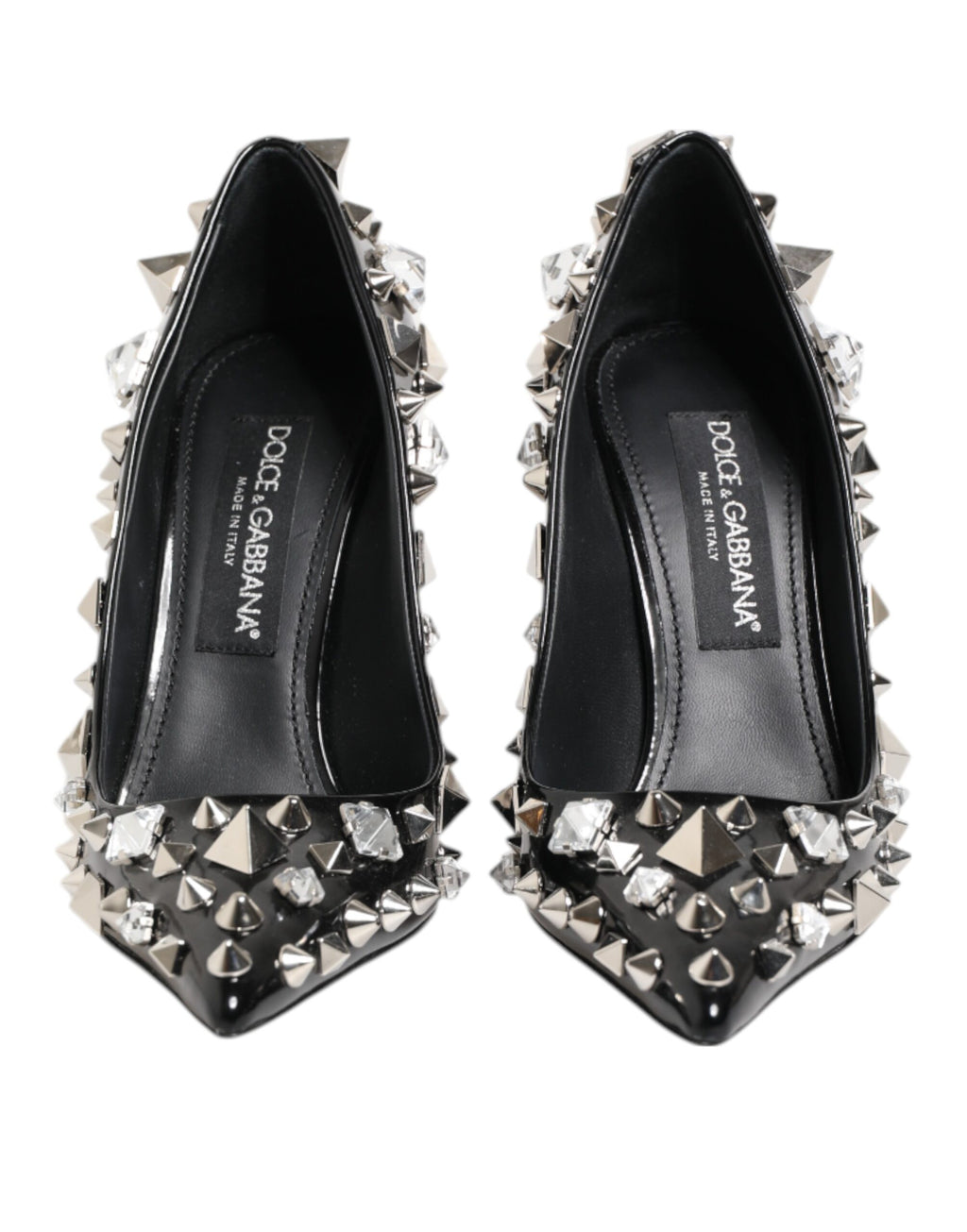 Black Crystals Studs Stiletto Pumps Shoes