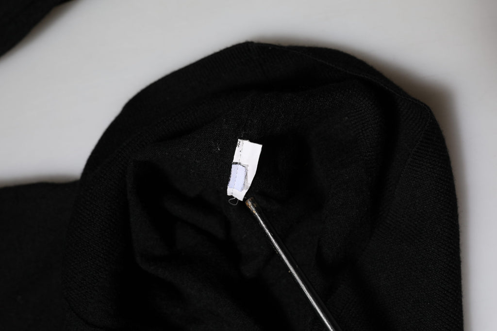 Black STAFF Round Neck Cardigan Sweater