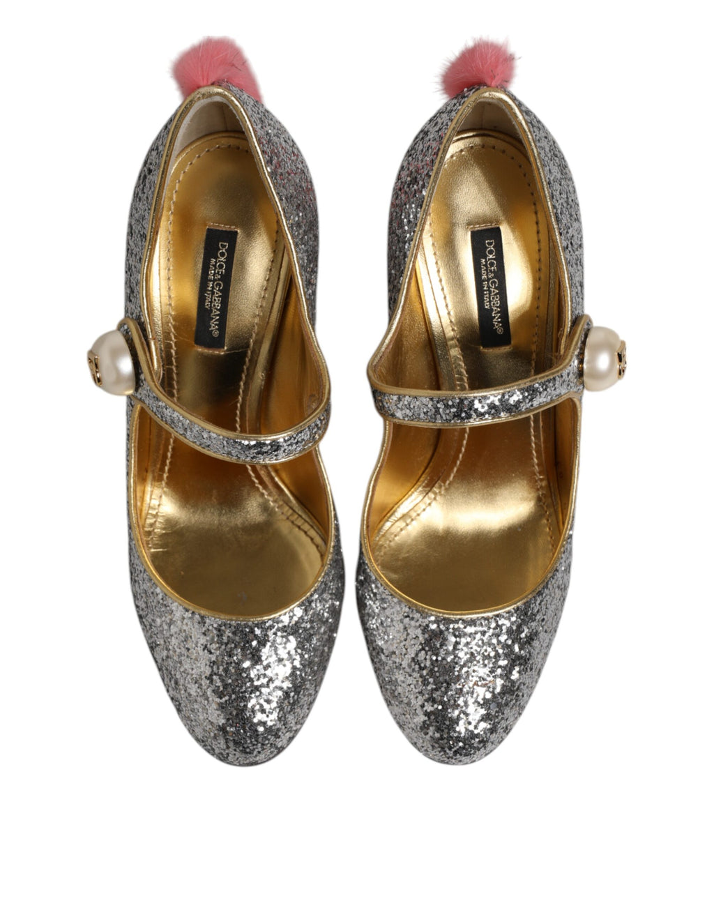 Silver Glitter Mink Fur VALLY Pump Shoes