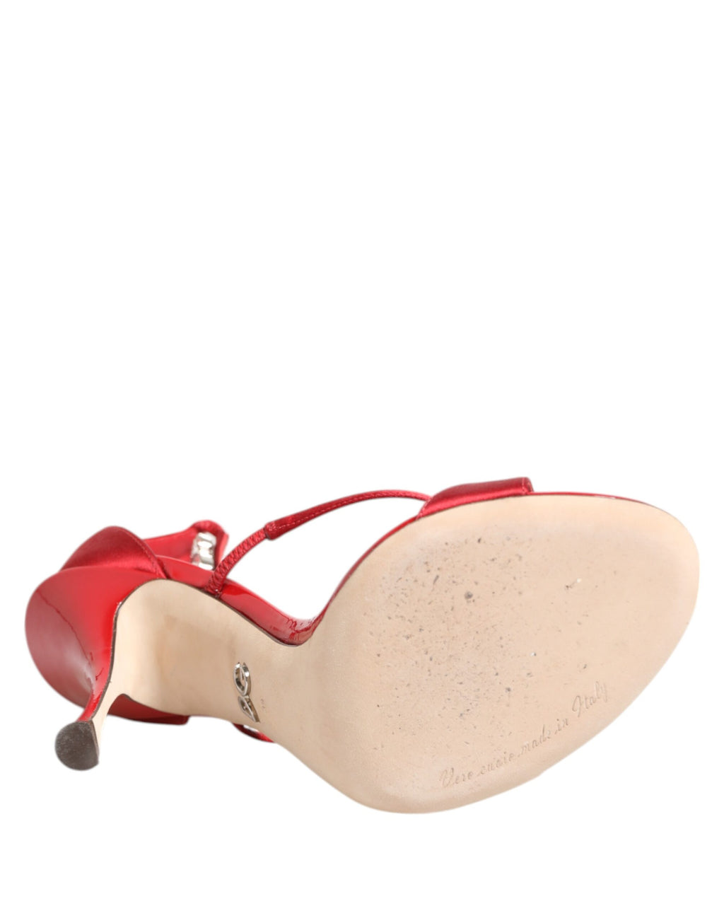 Red Satin Crystals Keira Sandals Heel Shoes