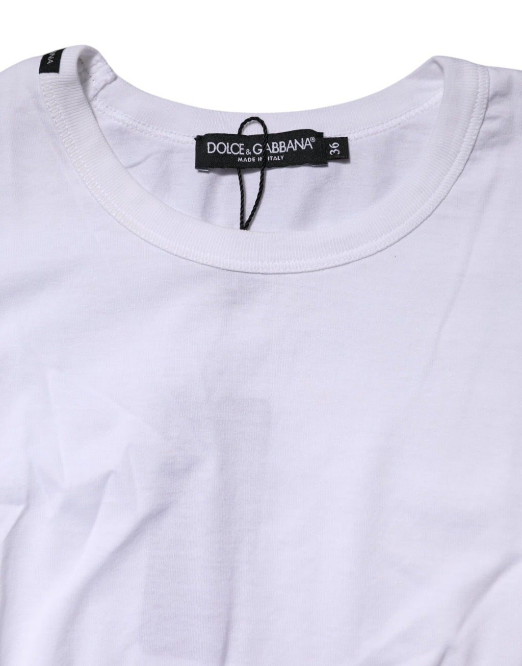 White Cotton Crew Neck Cropped Top T-shirt