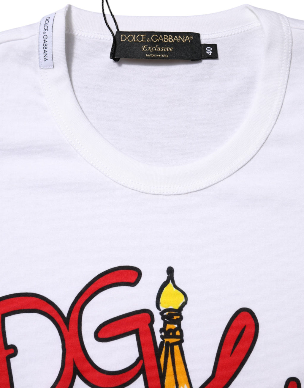 White DG Loves Moscow Cotton Crew Neck T-shirt