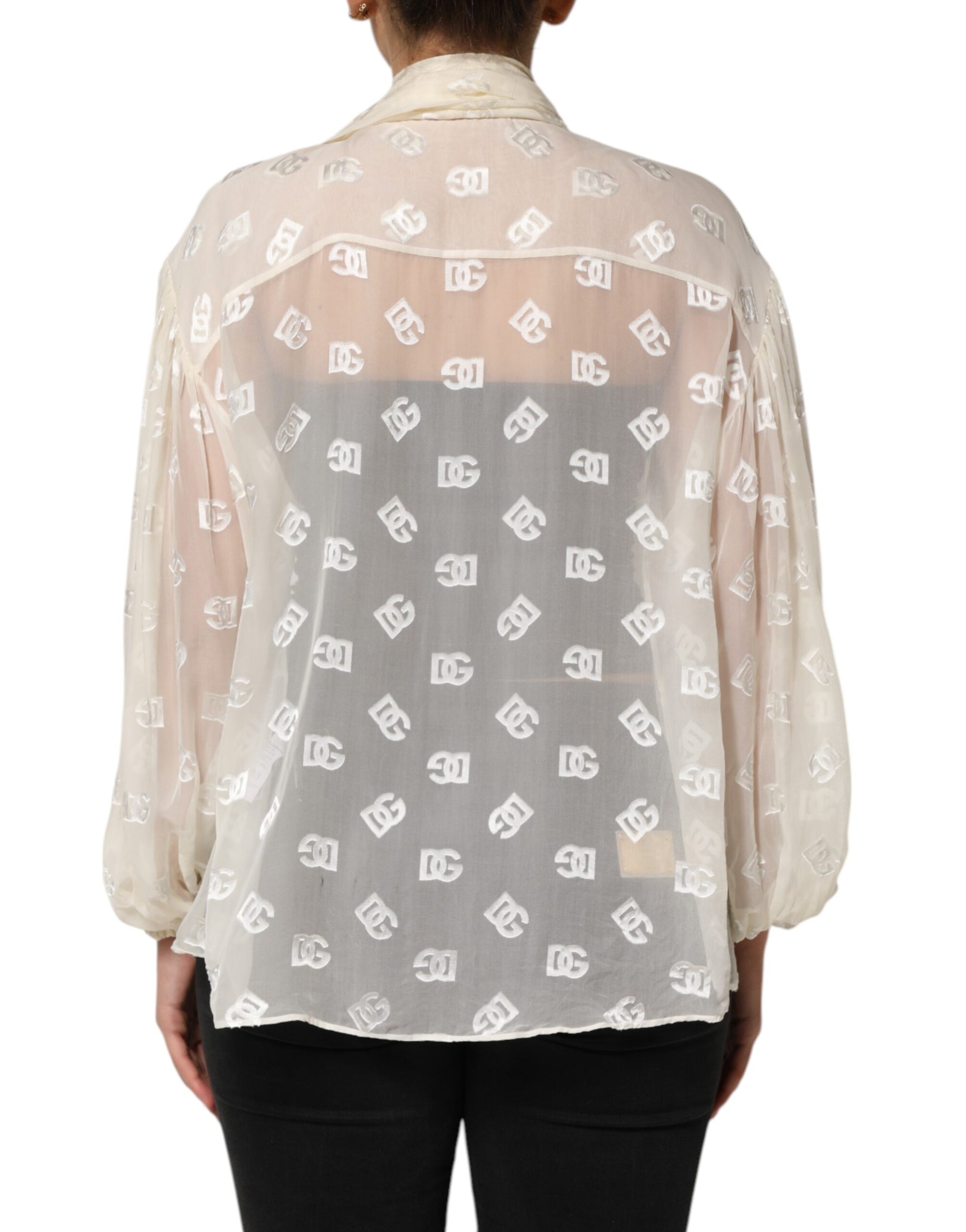 Off White Logo Monogram Ascot Collar Top