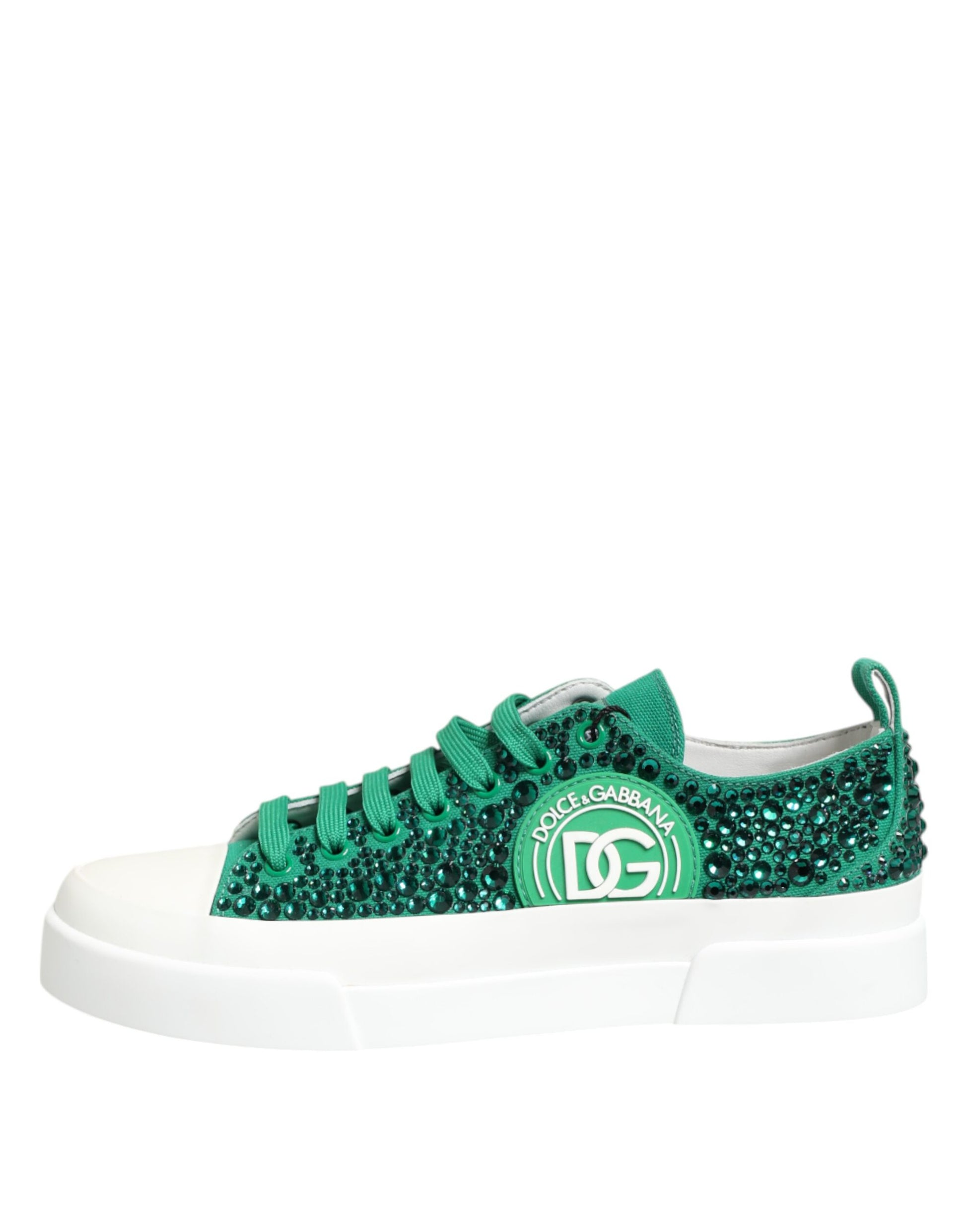 Green Portofino Crystal DG Logo Sneakers Shoes