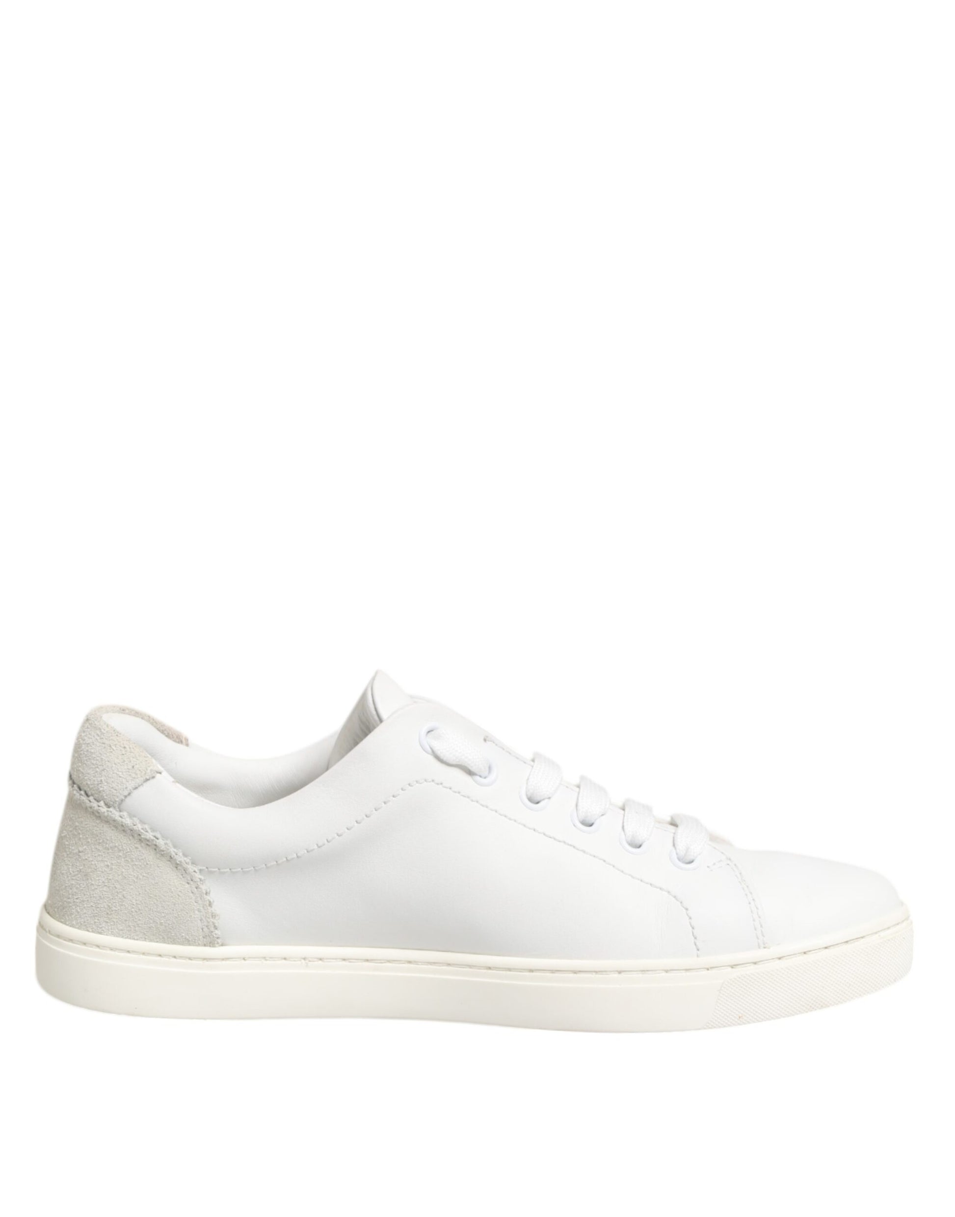 White Gray Leather Low Top Sneakers Shoes