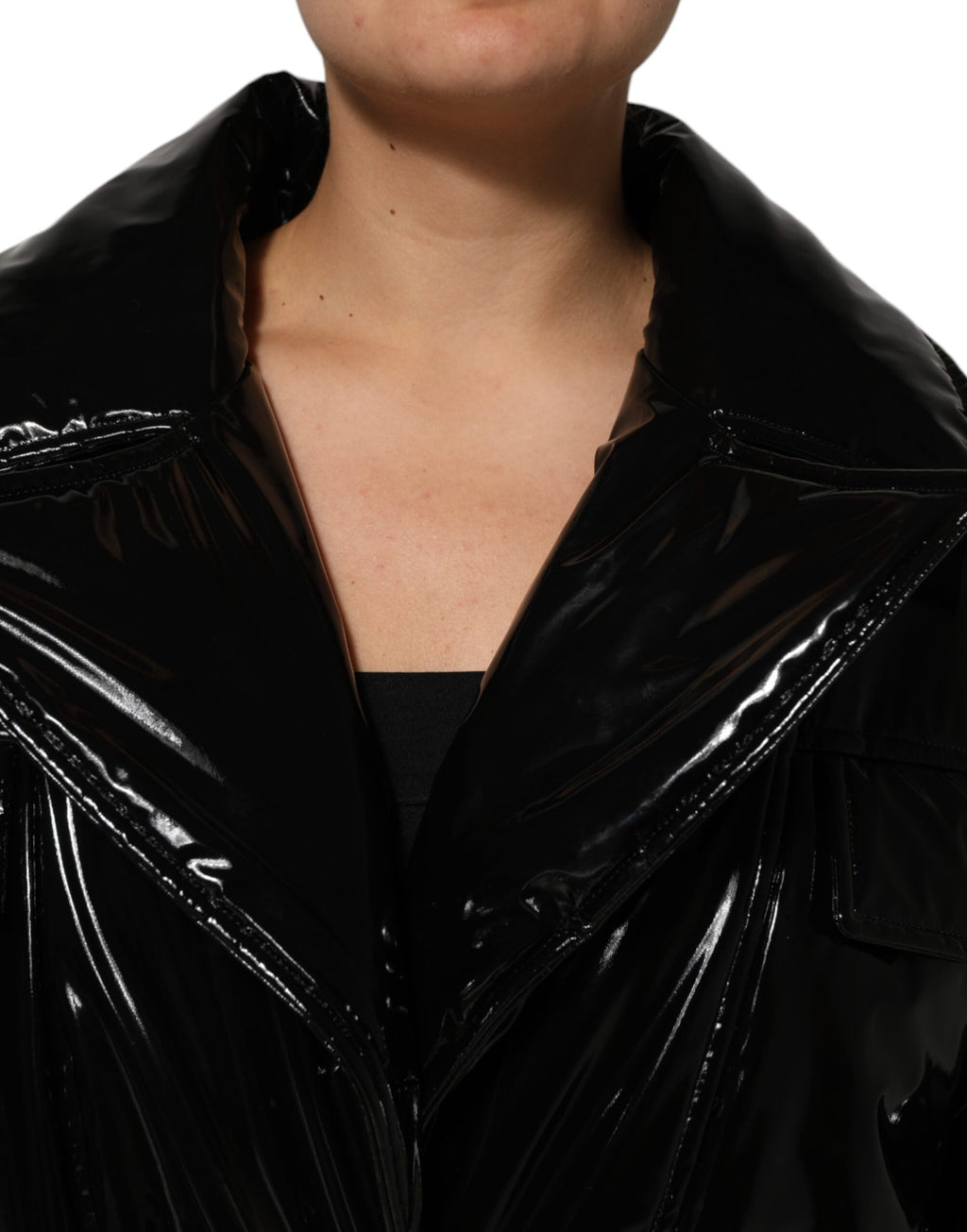 Polyester Black Quilted Puffer Coat  Jacket