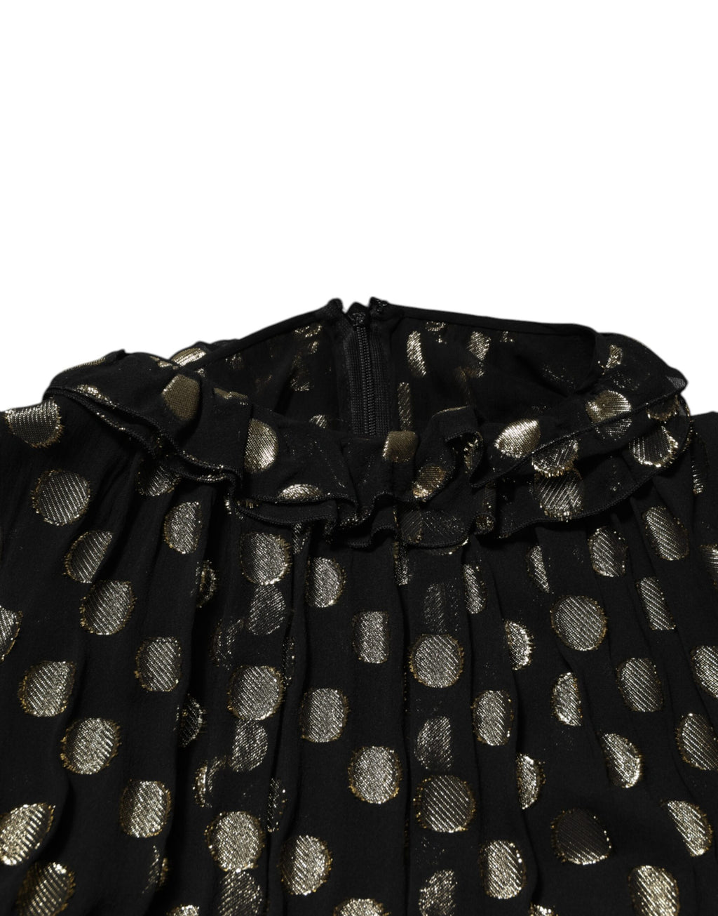 Black Gold Polka Dot Silk Brocade Mini Dress